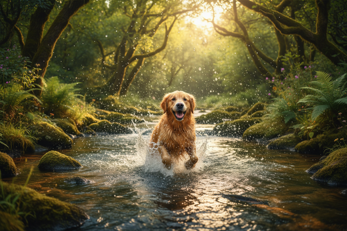 dog in river